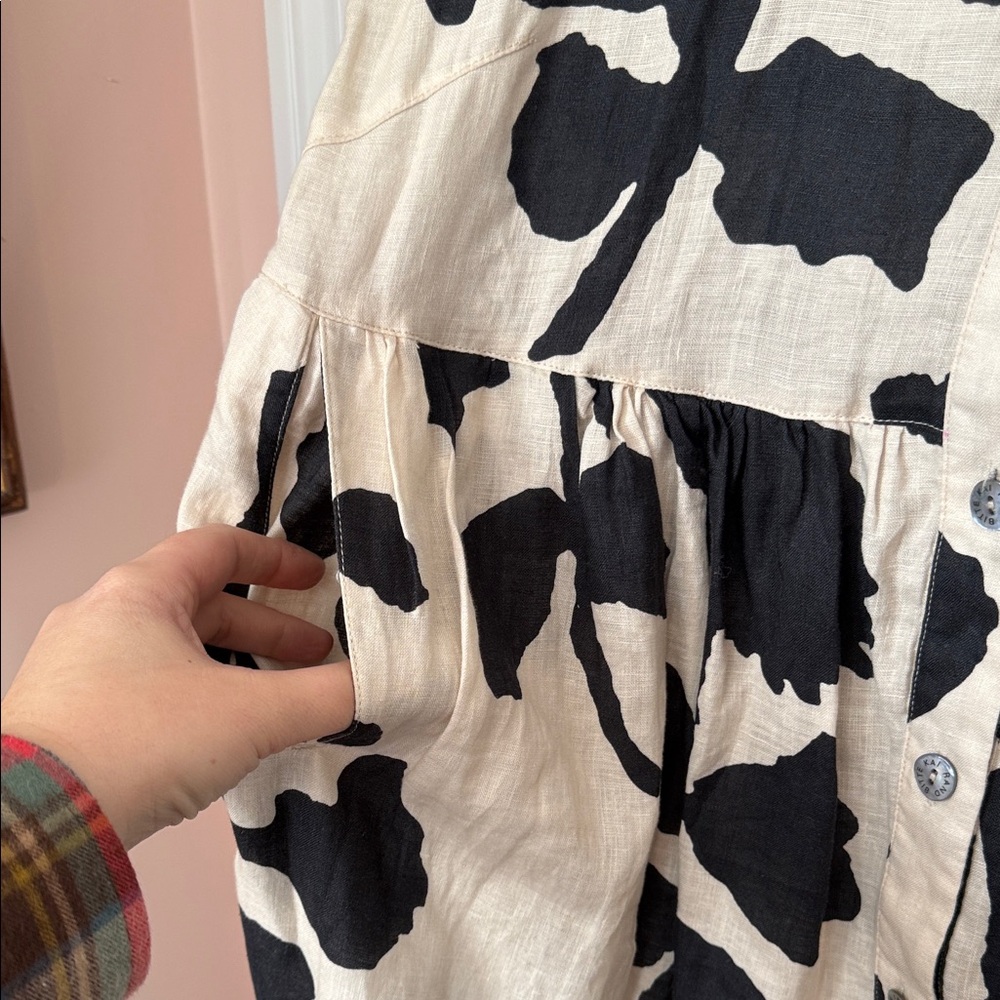 Bitte Kai Rand Black and Cream Peony Patterned Linen Dress - XS - Picture 7 of 16
